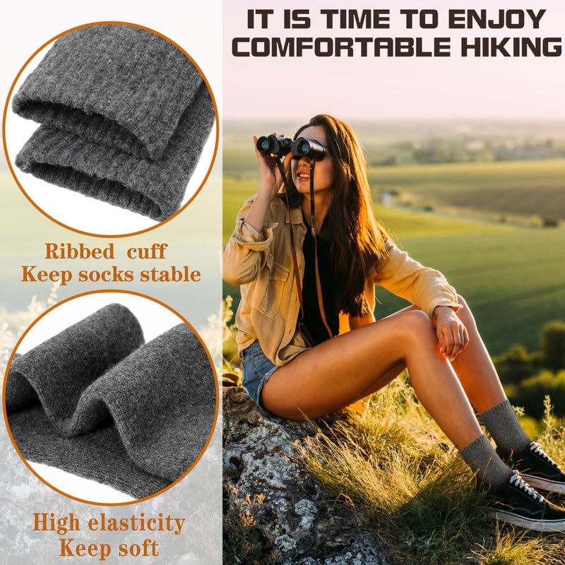 Sandsuced Wool Warm Socks for Women Winter Hiking Thick Boot Thermal Cozy Crew Work Soft Ladies Socks 5 Packï¼ˆSolid Color Greyï¼‰ - Image 3